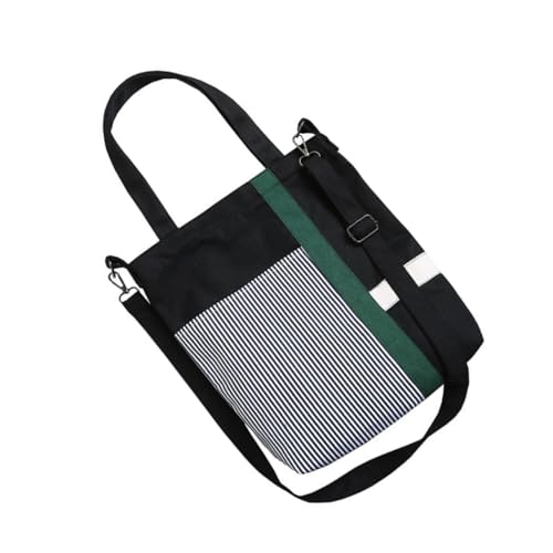 LIFKOME Canvas Schultertasche Für Damen Umhängebeutel Mit Streifenmuster Tägliche Einkaufstasche Aus Canvas-material Praktische Fashiontasche Für Reisen Und Alltag von LIFKOME
