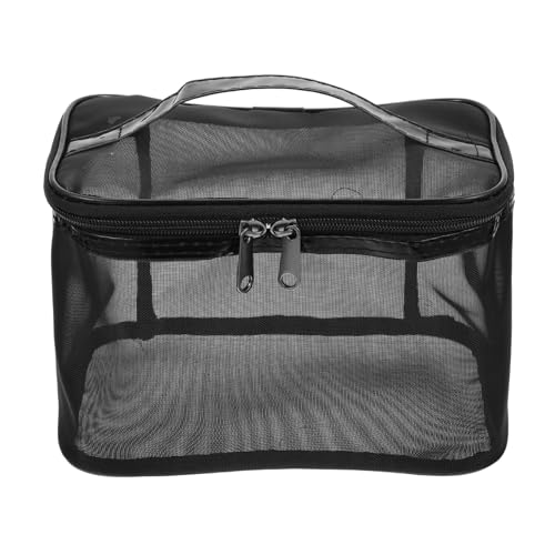 LIFKOME Großer Mesh Kulturbeutel mit Reißverschluss Leichter Toiletry Bag für Damen und Reisen Praktische Kosmetiktasche für Make up und Persönliche Pflege Schwarzer Organizer mit Hoher von LIFKOME