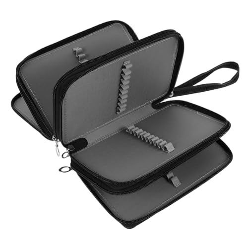 LIFKOME Großes Federmäppchen mit Reißverschluss Langlebige PU Stiftetasche Geräumiger Schreibwaren Organizer für Schule Büro Studenten Schwarz Multifunktional Robust Vielseitig Nutzbar von LIFKOME