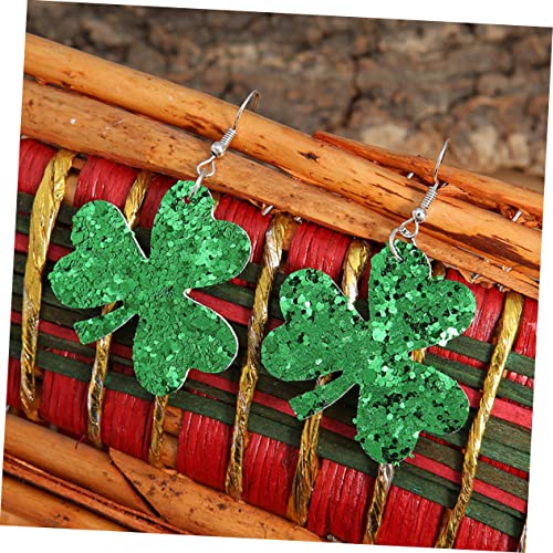 LIFKOME Grüne Kleeblatt Ohrringe mit Pailletten Leichte Patrick's Day Schmuck Statement Ohrringe aus Kunstleder für Damen Auffälliges Accessoire für Alltag und Festtage von LIFKOME