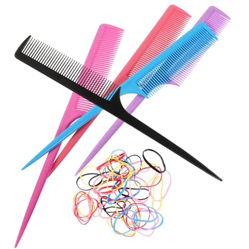 LIFKOME Haarkamm mit Spitzen Kämmen und Elastischen Haargummis Breitzinkig Schmerzfrei Entwirrend Robustes Friseurzubehör für Damen und Herren für Styling Schneiden und Zufällige Farbe von LIFKOME