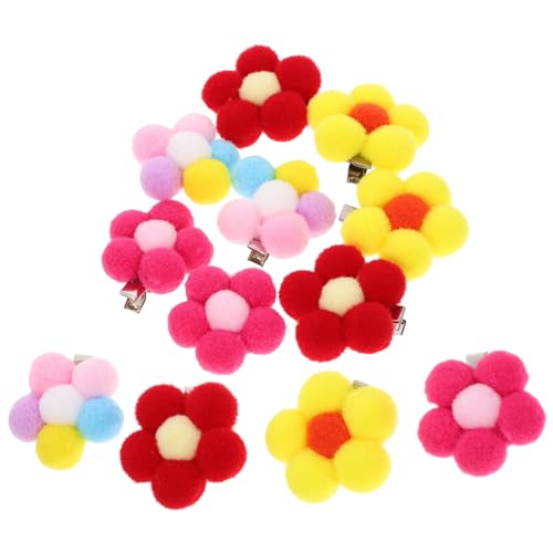 LIFKOME Haarspangen Mit Bommelblumen 12 Stück Niedliche Haar-Pom-Poms Zopf-Pferdeschwanz-Clips Flauschige Bommel-Haarbänder Weihnachts-Haar-Accessoires Für Mädchen von LIFKOME