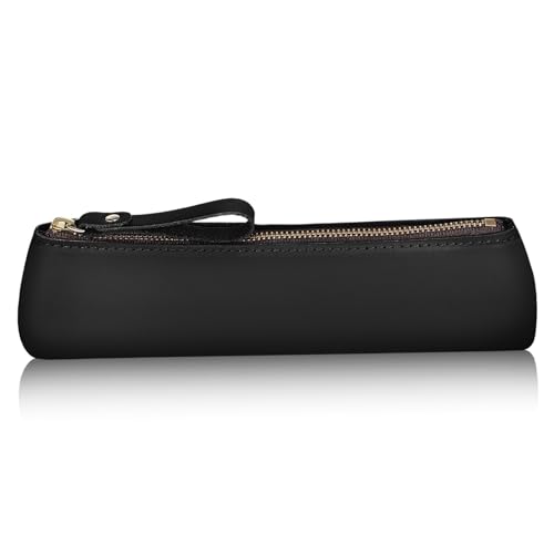 LIFKOME Handgefertigtes Leder Mäppchen Klein Pencil Case Vintage Federtasche für Stifte Reise Schule Schreibwaren Aufbewahrung Tasche Robust Elegant von LIFKOME