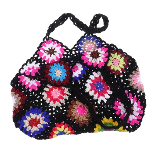 LIFKOME Häkel Tasche Für Damen Gehäkelte Schultertasche Aus Ästhetischem Netzgewebe Gestrickte Tragetasche Für Strand Und Alltag Handgewebte Handtasche Mit Blumenmuster von LIFKOME