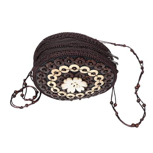 LIFKOME Handgewebte Boho Crossbody Tasche aus Kokosnussschale Gehäkelte Umhängetasche mit Karten Kosmetikaufbewahrung Handgefertigte Geldbörse für Ohrhörer und Kleingeld Modische von LIFKOME