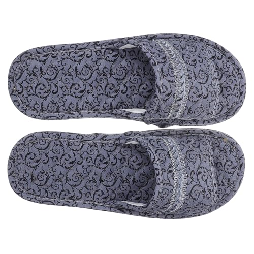 LIFKOME Hausschuhe Herren Weiche Stoffsohle Rutschfest Atmungsaktiv Leicht Faltbar Komfortable Reise und Gästepantoffeln für Innen und Außen Offene Zehen von LIFKOME