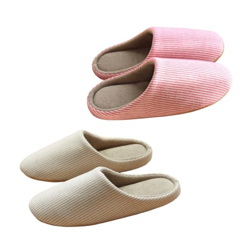 LIFKOME Herbst Winter Baumwolle Hausschuhe Rutschfest Weiche Bodensohle Leise Innenbereich Pantoffeln für Damen Herren Couples von LIFKOME