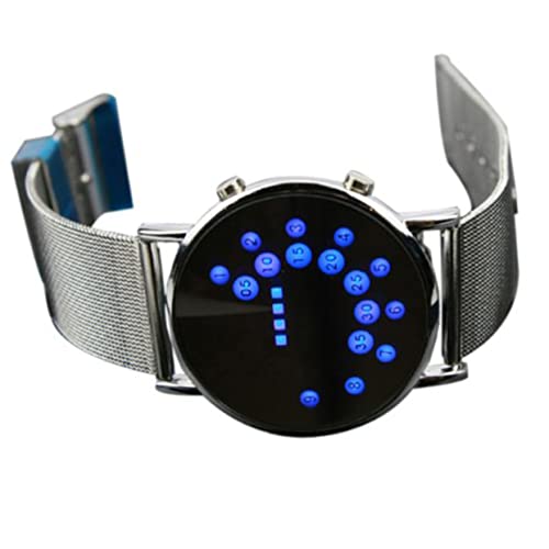 LIFKOME Herren Armbanduhr Mit Blauer Runder Spiegel Digitales Ziffernblatt Edelstahlband Für Männer Und Jungen Für Täglichen Gebrauch von LIFKOME