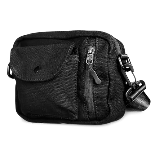 LIFKOME Herren Canvas Umhängetasche mit Verstellbarem Schulterriemen Robuste Messenger Bag für Schule Freizeit und Reisen Praktische Schultertasche für Alltag und Business von LIFKOME