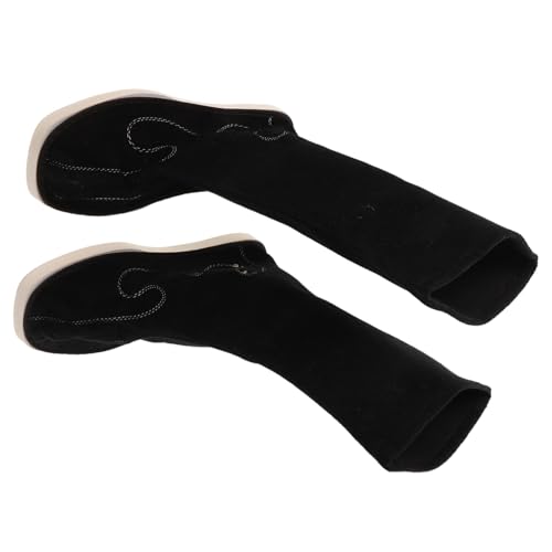 LIFKOME Herren Hanfu Schuhe Midcalf Traditionelle Bestickte Hanfu Stiefel Antirutsch PU Material Kung Fu Tai Chi Cosplay Festliche Performance Stiefel Schwarz von LIFKOME