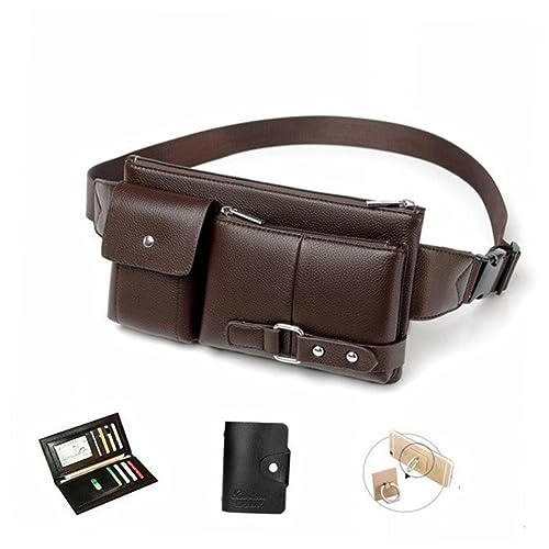 LIFKOME Herren Bauchtasche Aus Pu- Mit Vintage-Design Als Hüfttasche Oder Crossbody Tasche Für Sport Und Freizeitaktivitäten Für Telefon Geldbörse Und Schlüssel von LIFKOME
