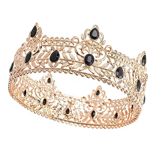 LIFKOME Retro Style Königskrone Für Männer Elegantes Cosplay Headdress Verstellbare Männer Kopfbedeckung Für Kostümpartys Und Rollenspiele Goldene Barock Krone Mit Schwarzen von LIFKOME