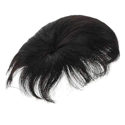 LIFKOME Herren Perückenstück aus Menschlichem Haar Schwarzes Haarteil für Männer Atmungsaktives und Komfortables Toupet Optimaler Haarsatz für Tägliche Nutzung und Haarersatz von LIFKOME