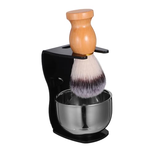 LIFKOME Herren Shaving Brush mit Rasierschale und Edelstahl Halter Langlebiges Rasierpinsel Dichte Schaumherstellung Einfache Reinigung Praktische Aufbewahrung Pflegendes Nassrasur von LIFKOME