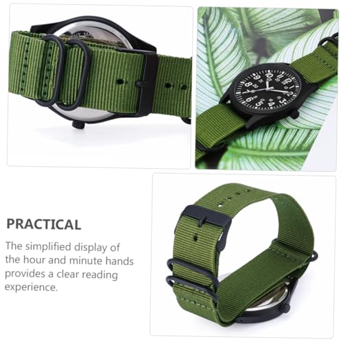 LIFKOME Herren Sportuhr Quarzuhr mit Großem Zifferblatt und Atmungsaktivem Nylonband Praktische Outdoor Armbanduhr in Militärgrün Verstellbar und Modisch für Männer und Jungen von LIFKOME
