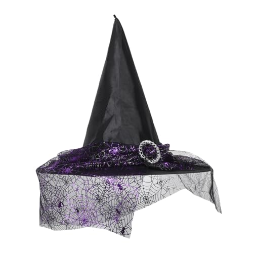 LIFKOME Hexenhut Halloween Hexenhut Dekoration Damen Zaubererhut Erwachsene Zauberer Kostüm Zubehör Netzstoff für Party von LIFKOME
