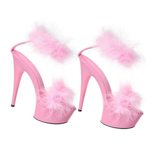LIFKOME High Heels Sandalen Damen Sommer Schuhe mit Dünnem Absatz und Federverzierung Langlebige Sandaletten für Arbeit und Freizeit Hochabsatzige Damenschuhe Zufällige von LIFKOME