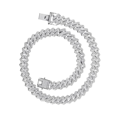 LIFKOME Hip hop Metallgliederkette Herren Damen Voll mit Funkelnden Strasssteinen Besetzt Leichte und Langlebige Link Chain Halskette Vielseitig Stapelbar für Vintage partys und von LIFKOME