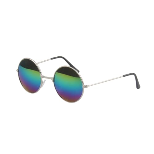 LIFKOME Hippie Sonnenbrille Retro Rund Metallrahmen Unisex Farbwechselnde PC Gläser Nickel Fassung Leicht Kratzfest Für Outdoor Fahrrad Reisen Alltag von LIFKOME