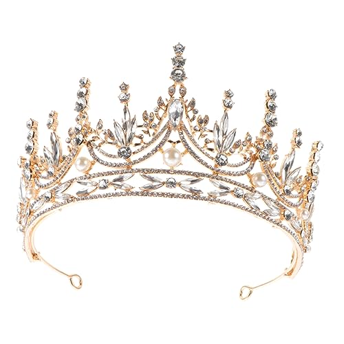 LIFKOME Hochwertige Krone Braut Tiara mit Perlen Stabiles Design Leichter Haarschmuck für Damen Diadem für Hochzeit Party und Festliche Anlässe von LIFKOME