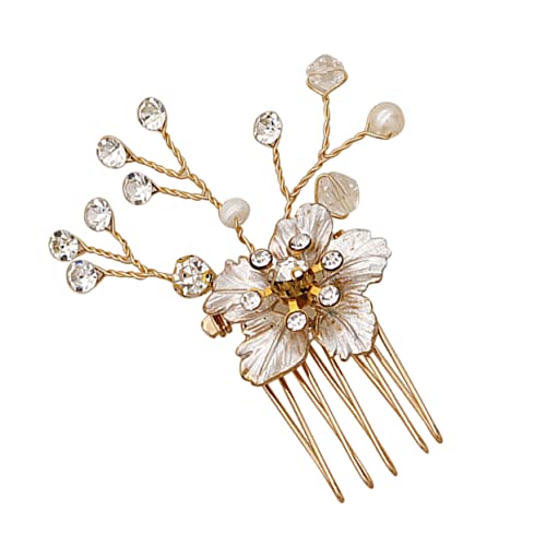LIFKOME Hochwertiger Goldfarbener Haarkamm mit Strassbesatz Legierter Blumen Design Eleganter Brautschmuck Robustes Haaraccessoire für Hochzeit Party Festliche Anlässe von LIFKOME
