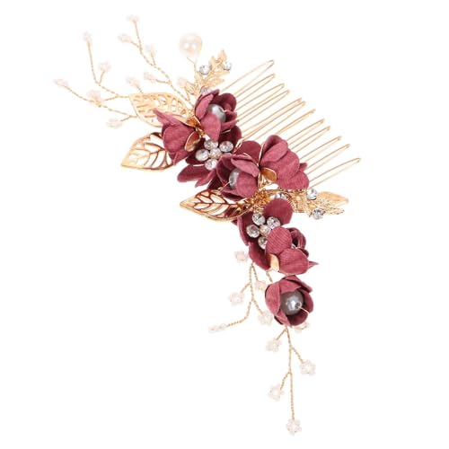 LIFKOME Hochzeit Braut Haarkamm Tiara Braut Haarschmuck Braut Kopfschmuck Braut Kopfschmuck Für Hochzeit Haarkämme Für Frauen Accessoires Hochzeitskamm Hochzeitskopfschmuck Roter Diamant von LIFKOME
