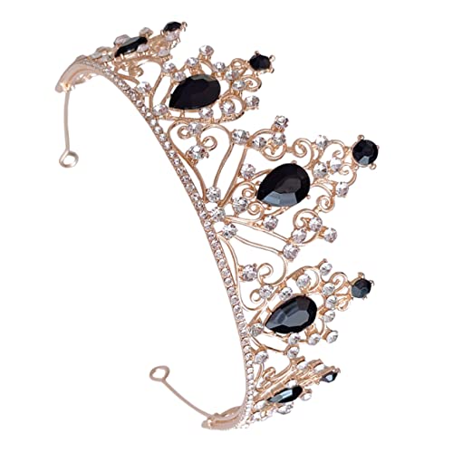LIFKOME Hochzeits Tiara für Damen mit Funkelnden Kristallen Brautkrone Gold Schwarz Festliches Haarschmuck Accessoire für Hochzeit Geburtstag Party und Besondere Anlässe von LIFKOME