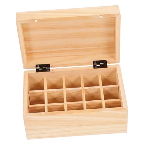 LIFKOME Holz Aufbewahrungsbox für Ätherische Öle mit Fächern Abdeckbarer Organizer Stoßfester Behälter für Flaschen Langlebiger Holzhalter für Nagellack und Aromatherapie Öle von LIFKOME