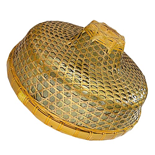 LIFKOME Asiatischer Bambus Hut Für Sonne Und Regen Handgefertigte Weave Kopfbedeckung Für Tanzaufführungen Gartenarbeit Und Outdoor-aktivitäten Breit von LIFKOME