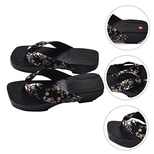 LIFKOME Japanische Holzclogs Damen Sommer Sandalen Hoher Absatz Zehentrenner Rutschfest Modisch Stilvoll Für Strand Bad Badezimmer von LIFKOME
