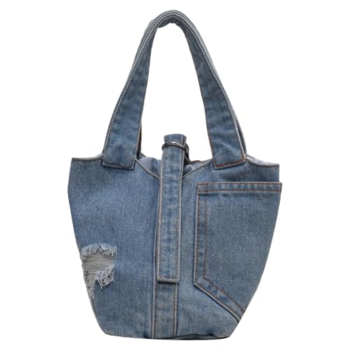 LIFKOME Denim Handtasche Für Damen Tragbare Vintage Umhängetasche Jeansstoff Leicht Und Praktisch Für Alltag Reisen Und Freizeit Hellem Blau von LIFKOME