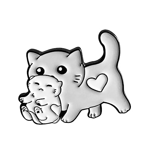 LIFKOME Kätzchen Brosche Tier Süß Cartoon Winzig Lustig Mini Taschen Broschen Emaille Katzen Hallo Brosche Katzen Jeans Brosche Kleine Brosche Hellgrau von LIFKOME