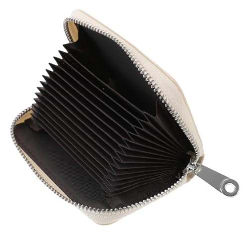 LIFKOME Kartenetui Damen Kleiner Modischer Kartenhalter Mit Reißverschluss Für Geldscheine Münzen Id-Karten Und Für Und Alltag Wind Und Wetterfest Cremefarben von LIFKOME