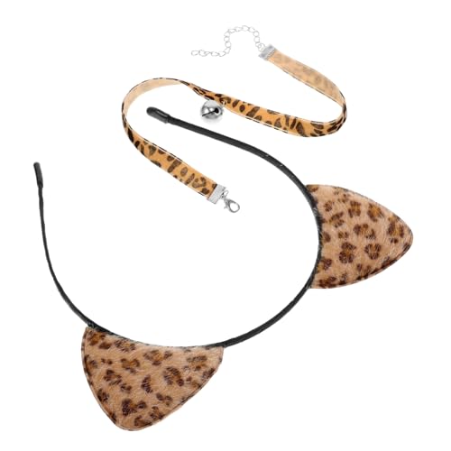 LIFKOME Katzenohren-stirnband Im Leopardenmuster Tier-cosplay-zubehör Für Partys Stirnband-halskette Mit Glocken Für Kostümpartys Und Festivals von LIFKOME