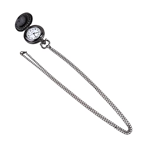 LIFKOME Vintage Taschenuhr Anhänger Halskette Retro Taschenuhr Für Damen Herren Alltag Shopping Partys Geschenk Zeitmesser Schwarz von LIFKOME