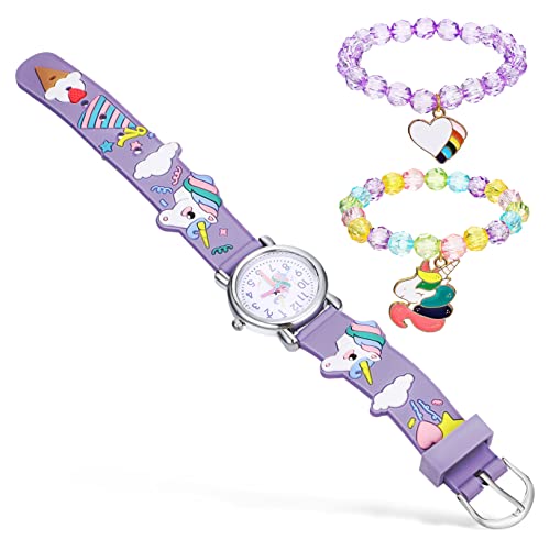 LIFKOME Kinderuhr Mit Einhorn-Cartoon- Zartem Armband Fördert Leuchtende Farben Arabische Ziffern Flexibles Armband Einfache Größenanpassung Für Mädchen von LIFKOME