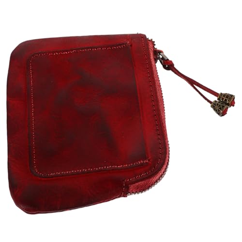 LIFKOME Klein Geldbörse Damen Vintage Münzfach Portemonnaie für Frauen Praktische Mini Geldtasche mit Mehreren Fächern Handliche Karten und Münzaufbewahrung Weinrot Langlebiges Lederdesign von LIFKOME