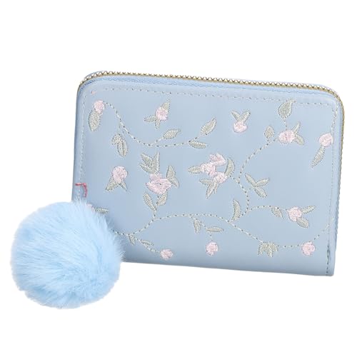 LIFKOME Kleine Geldbörse Damen Münztasche Mit Reißverschluss Kompakt Und Tragbar Pu Material Stilvolles Blumenmuster Für Handtasche Und Hosentasche von LIFKOME