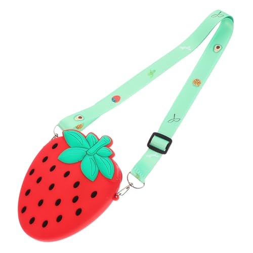 LIFKOME Kleine Erdbeer Coin Bag aus Langlebigem Silikon mit Abnehmbarem Schultergurt Leichter Crossbody Geldbörse für Damen und Mädchen Praktische Umhängetasche für Alltag und Reisen von LIFKOME