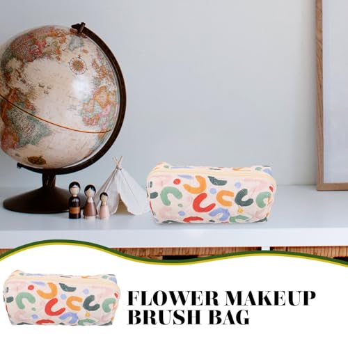 LIFKOME Kleine Kosmetiktasche mit Reißverschluss Gestepptes Baumwoll Make up Täschchen für Damen Tragbare Kulturbeutel Multifunktional als Stifte Münzbeutel Buntes Blumenmuster von LIFKOME