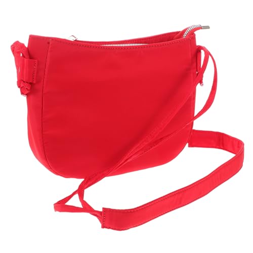 LIFKOME Kleine Nylon Umhängetasche Damen mit Verstellbarem Gurt Modische Schultertasche mit Schleifen dekor Vielseitige Crossbody Bag für Alltag und Elegante Anlässe Rote Handtasche von LIFKOME