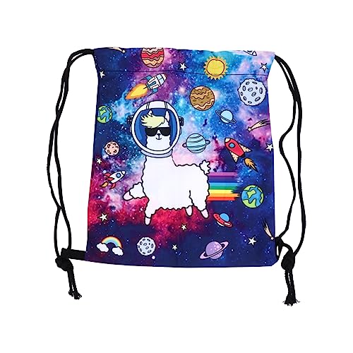 LIFKOME Kordelzugbeutel Mit Gedrucktem Alpakamuster Für Junge Mädchen Cartoon-Design Aus Hochwertigem Material Als Schultasche Oder Aufbewahrungstasche Für Kleidung Bücher Und Snacks Geeig von LIFKOME