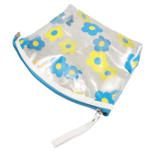 LIFKOME Durchsichtige Schminktasche Mit Blumenmuster Kosmetiktasche Für Reise Kulturbeutel Aus PVC Organizer Für Reisezubehör Platz Für Pinsel Und Kosmetik von LIFKOME