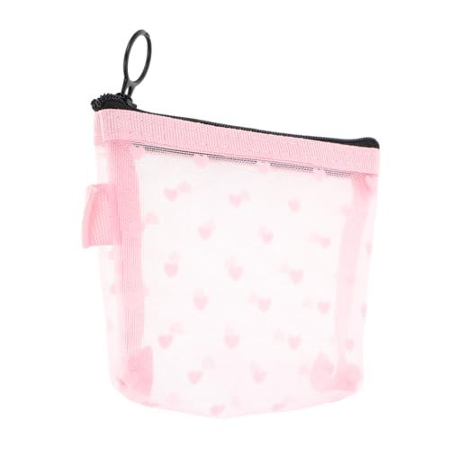 LIFKOME Herzförmiger Kosmetik Organizer Transparente Mesh Kulturtasche Leicht Und Tragbar Für Reisen Und Alltag Für Makeup Münzen Und Karten Klein von LIFKOME