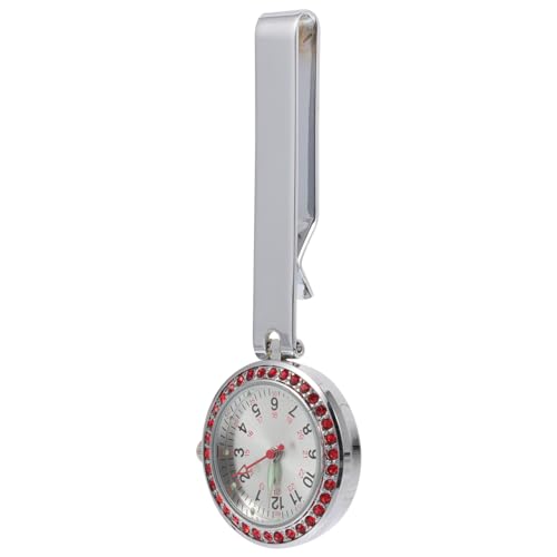 LIFKOME Krankenschwester Taschenuhr Automatisch Frauen Damen Armbanduhren Uhrkette Uhren Für Männer Einziehbare Clipuhr Kartenhalter Für Schlüsselband Uhrenbeweger Rot Zinklegierung von LIFKOME