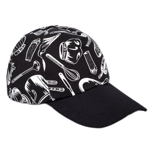 LIFKOME Küchenmütze Restaurantmütze Kochmütze Kellnermütze Arbeitsmütze Mit Kreativem Design Zum Bequemen Arbeiten Und Kochen Messer Und Gabelmuster von LIFKOME