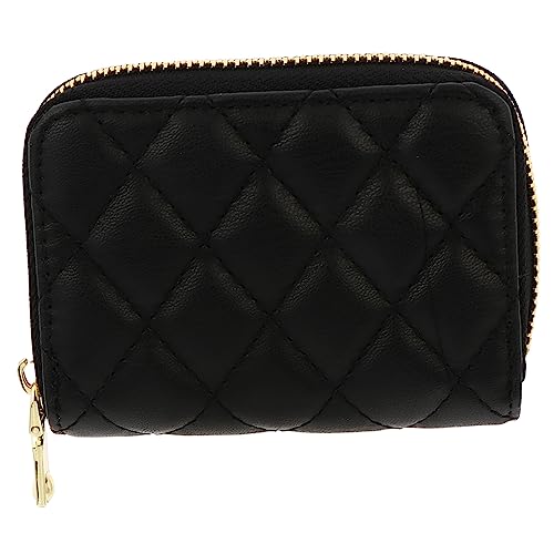 LIFKOME Pu Geldbörse Kartenetui Für Damen Und Herren Rautenstil Große Kapazität Kleiner Münztasche Schwarz Mit Vielen Fächern Für Karten Und Bargeld von LIFKOME