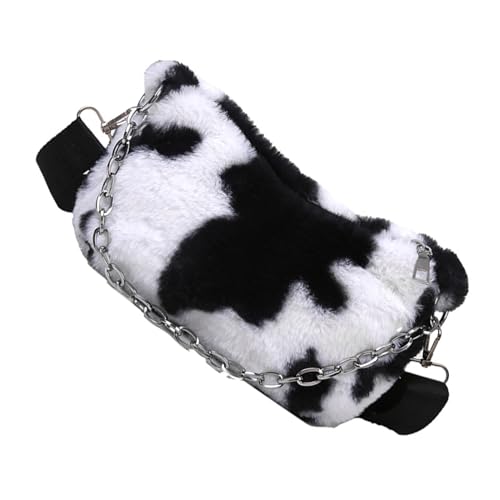 LIFKOME Kuh Druck Plüsch Schultertasche Umhängetasche Für Frauen Mädchen Mit Großen Fassungsvermögen Als Messenger Bag Handtasche von LIFKOME