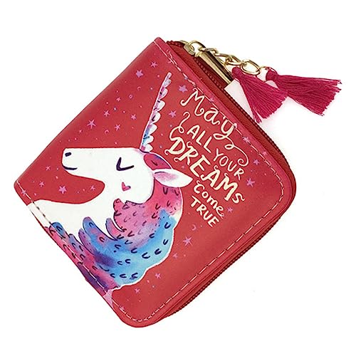 LIFKOME Kurze Geldbörse Für Teenager Und Mädchen Geldbörse Pu-reißverschluss Für Studenten Rot Leicht Und Robust von LIFKOME