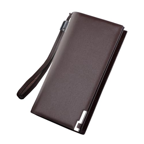 LIFKOME Multifunktionales Herren Geldbörse Mit Großem Stauraum Langer Reißverschluss-Handtasche Kaffee Für Büro Partys Und Alltag RFID-sicher Stilvolles Design von LIFKOME
